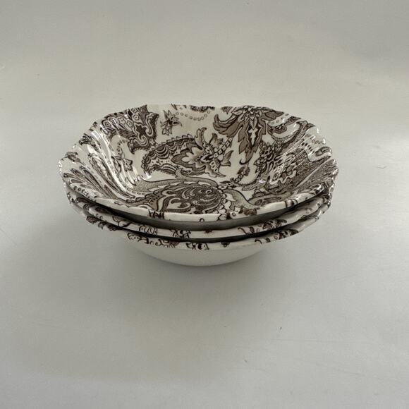 Vintage Johnson Brothers Paisley Cereal Bowsl Set of 3 Ironstone Made in England - Picture 2 of 11